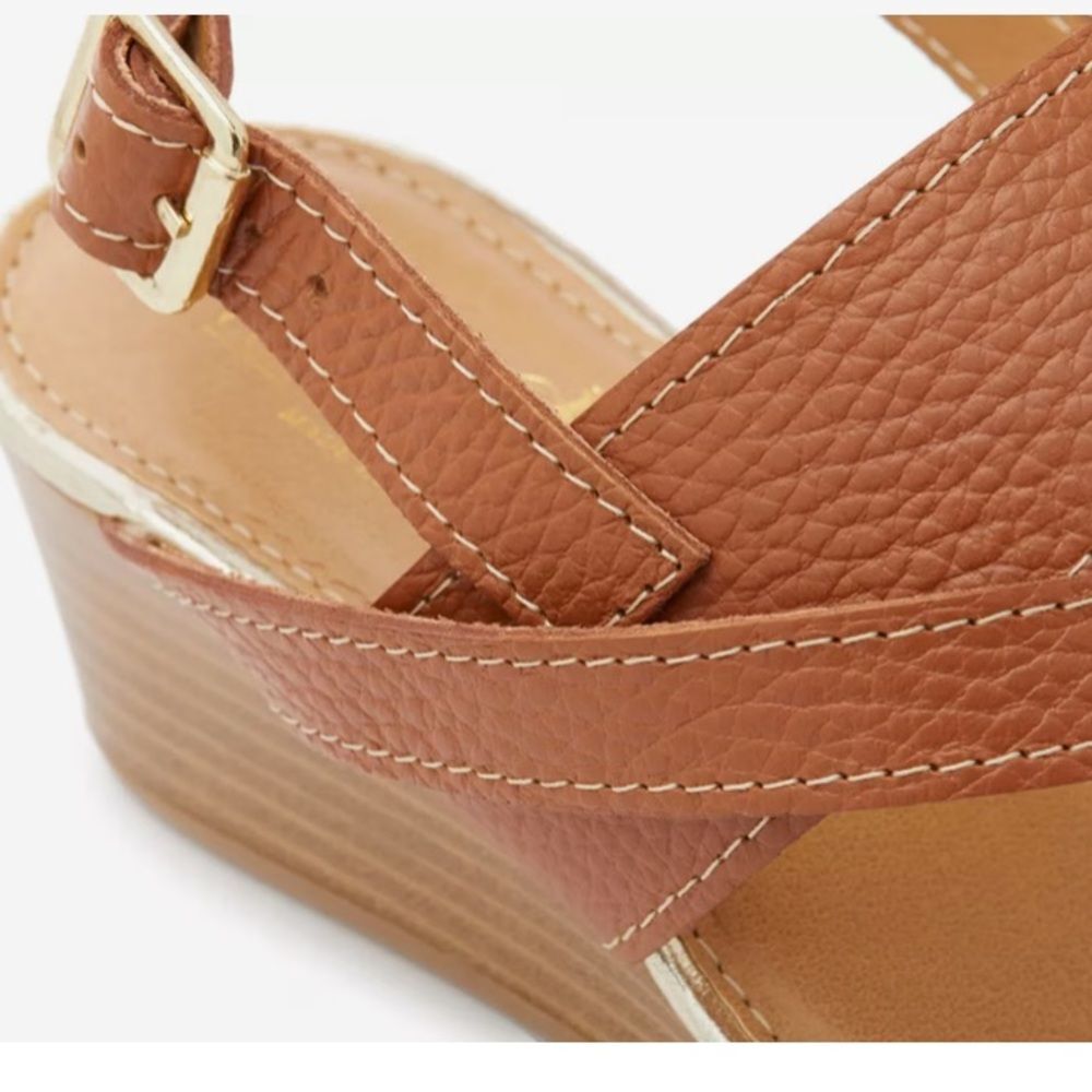 Coach And Four Sandals Wedge Leather Strappy Women's Size 11 Boho Resortwear - Picture 2 of 8